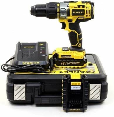 Stanley STDC18LHBK-TR 18Volt/2,0Ah Li-ion Çift Akülü Profesyonel Darbeli Matkap - 1